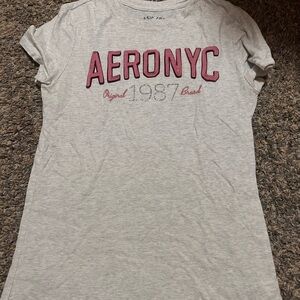 Aeropostale Heather Gray Tee with Pink AERONY C Lettering